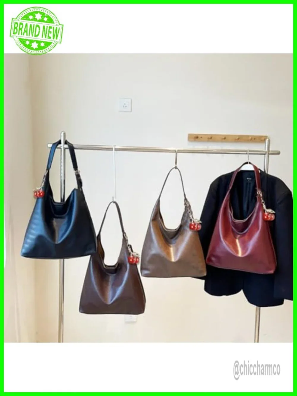 Vegan PU Leather Hobo Bag Slouchy Shoulder Purse Retro Tote Crossbody